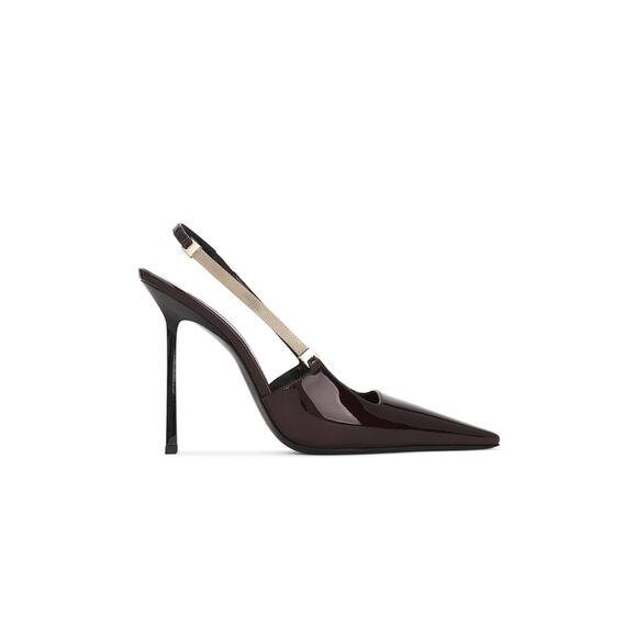 Saint Laurent 'Blake' Brown Leather Slingback Pump Size 9